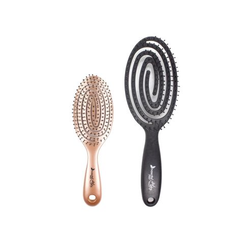 Nascita Üç Boyutlu Oval Saç Fırçası Kahverengi ve Flexible Saç Fırçası Siyah