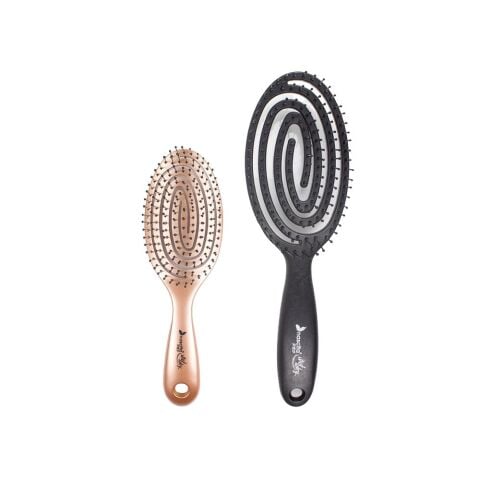 Nascita Üç Boyutlu Oval Saç Fırçası Kahverengi ve Flexible Saç Fırçası Siyah