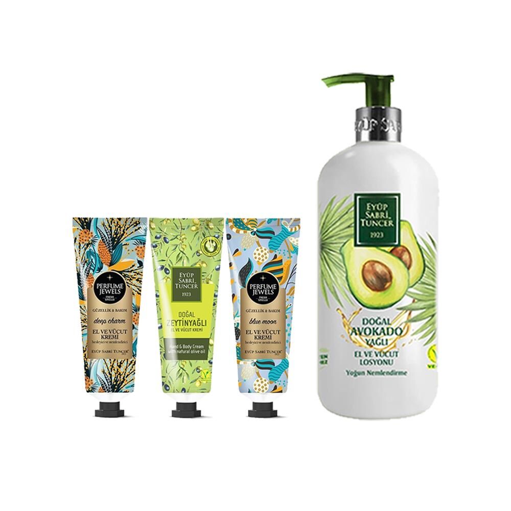 Eyüp Sabri Tuncer Perfume Jewels Deep, Blue, Zeytinyağlı El Kremi 50 ML Ve Avokadolu Losyon 500 ml