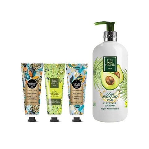 Eyüp Sabri Tuncer Perfume Jewels Deep, Blue, Zeytinyağlı El Kremi 50 ML Ve Avokadolu Losyon 500 ml