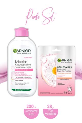 Garnier Nem Bombası Kağıt Yüz Maskesi 28 gr ve Micellar Makyaj Temizleme Suyu 200 ml
