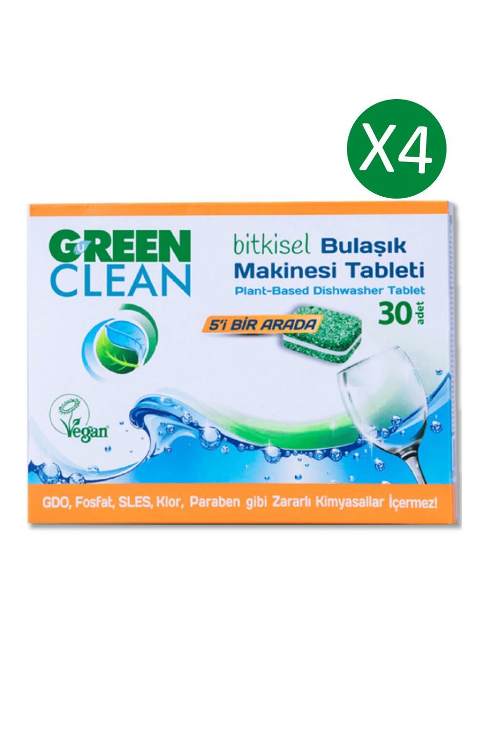 Green Clean Bulaşık Makinesi Organik Bitkisel Tablet 30 Adet x 4 Adet