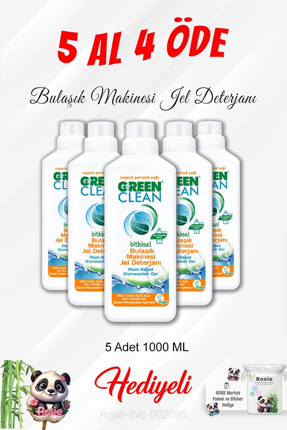1000 ML Jel Bulaşık Deterjanı 5 Al 4 Öde ve Rosie Pamuk