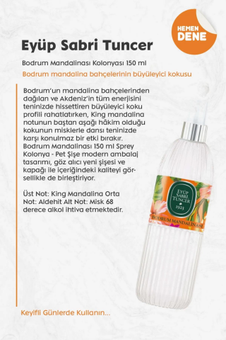 19 AL 16 ÖDE 150 ML Bodrum Mandalinası Kolonyası ve ROSIE Hediye