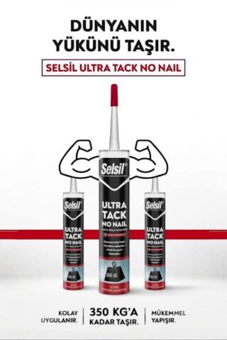 Selsil Ultra Tack 350 Kg Kadar Güçlü Yapıştırıcı Beyaz Silikon 12 li Paket