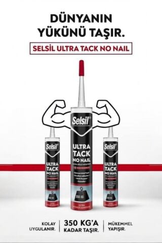 Selsil Ultra Tack 350 Kg Kadar Güçlü Yapıştırıcı Beyaz Silikon 12 li Paket