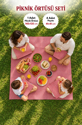Kırmızı Beyaz Pötikare Piknik Seti 5 Parça