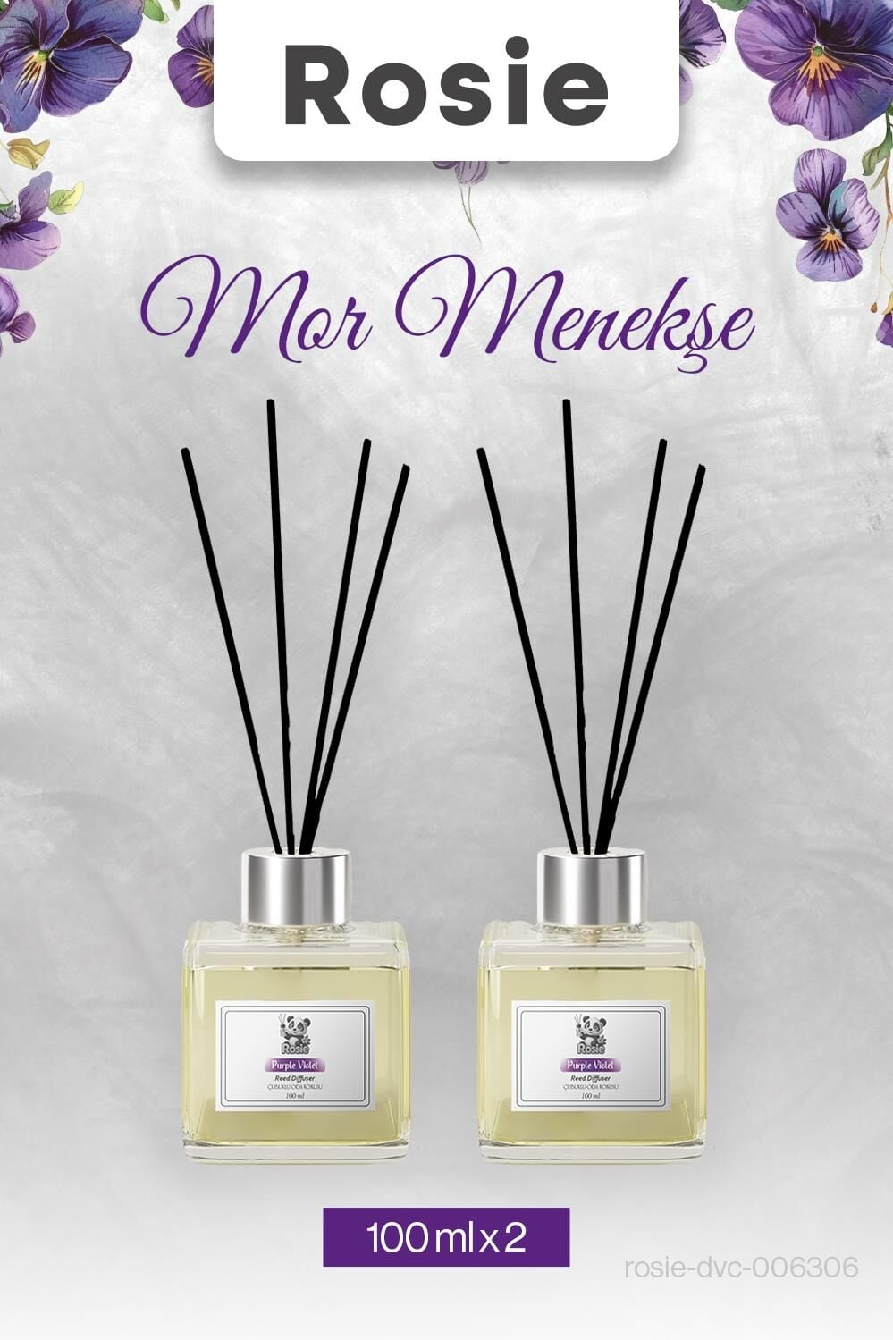 Rosie 2 adet Mor Menekşe Çubuklu Oda Kokusu 100 ml