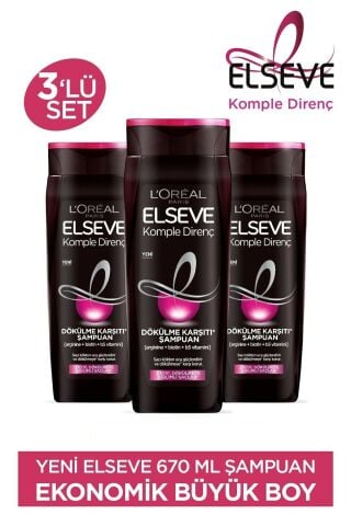 Elseve Komple Direnç Dökülme Karşıtı Şampuan 670 Ml 3'lü