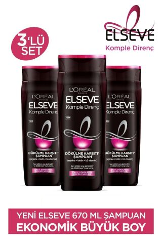 Elseve Komple Direnç Dökülme Karşıtı Şampuan 670 Ml 3'lü
