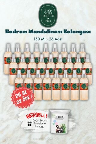26 AL 22 ÖDE 150 ML Bodrum Mandalinası Kolonyası ve ROSIE Hediye