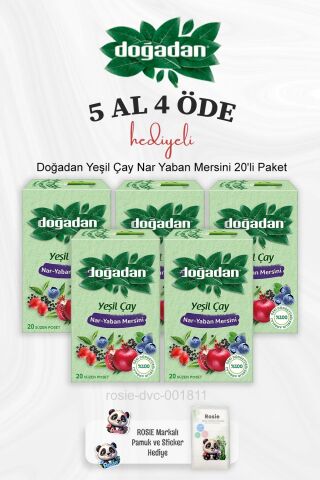 Doğadan Yeşil Çay Nar Yaban Mersini 20'li Paket 5 Al 4 Öde ve Rosie Pamuk