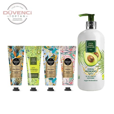 Eyüp Sabri Tuncer Perfume Jewels Empress, Deep, Blue, Zeytinyağlı El Kremi 50 ML ve Avokado Losyon 500 ml