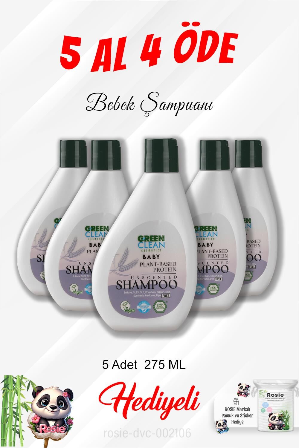 Gren Clean 5 Al 4 Öde Bebek Şampuan 275 ML ve Rosie Pamuk