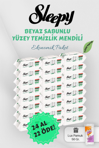 Sleepy 50' li Beyaz Sabunlu Yüzey Havlusu 24 AL 22 Öde Hediyeli
