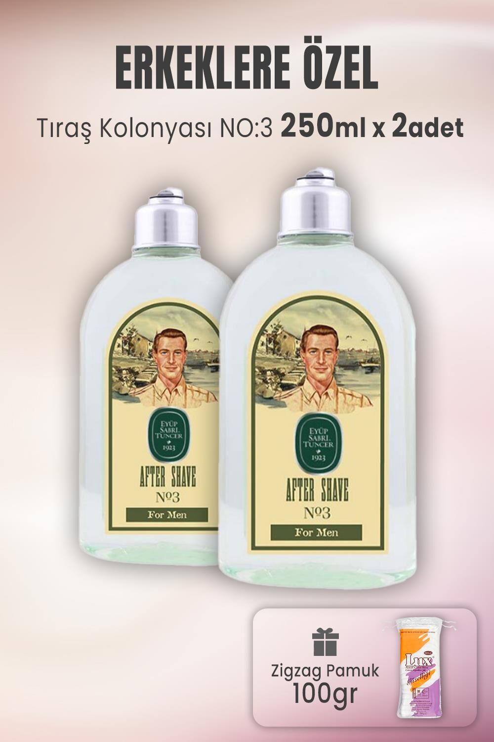 Eyüp Sabri Tuncer Tıraş Kolonyası No 3 x 2 Adet ve Zigzag Pamuk 100 gr