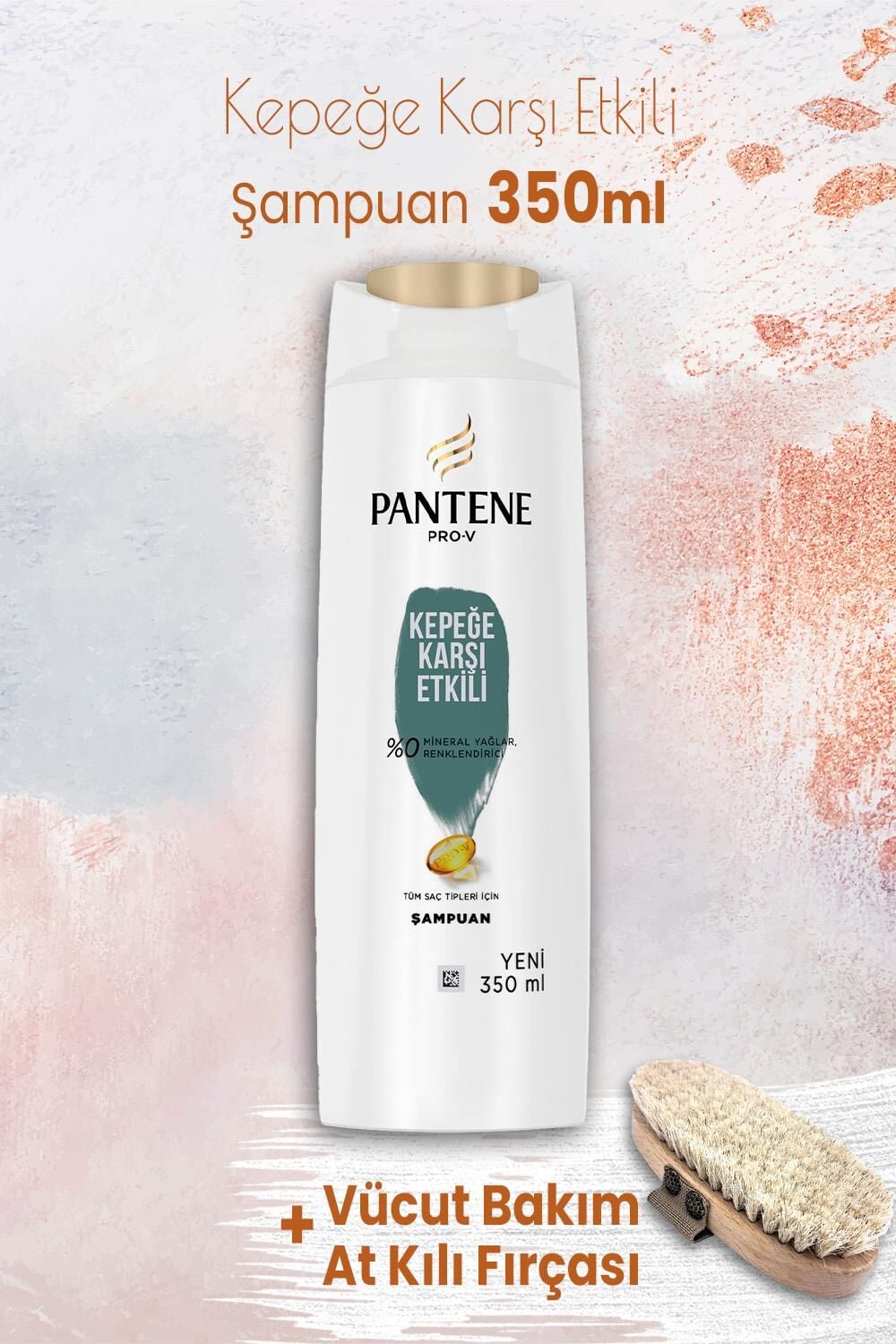 Pantene Şampuan Pro-V Kepeğe Karşı 350 ml ve Vücut Bakım At Kılı Fırçası