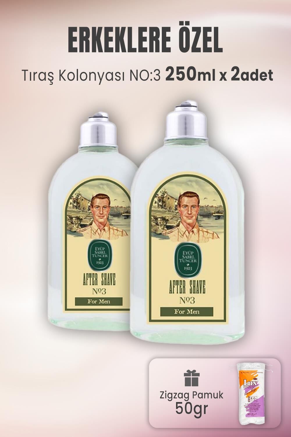 Eyüp Sabri Tuncer Tıraş Kolonyası No 3 x 2 Adet ve Zigzag Pamuk 100 gr