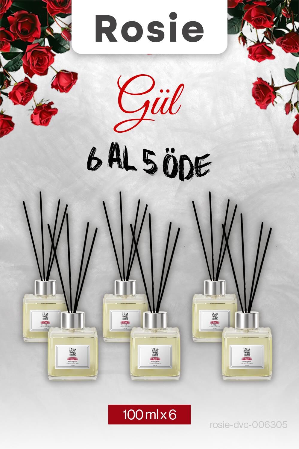 6 AL 5 ÖDE, Rosie Gül Çubuklu Oda Kokusu 100 ml