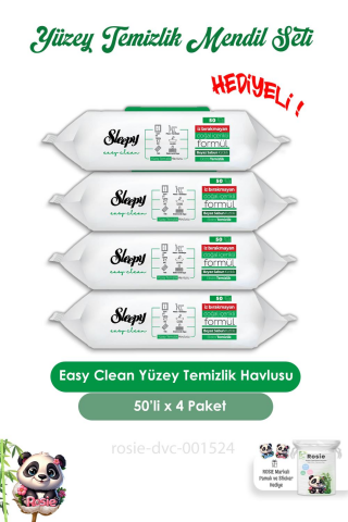 Sleepy 4 Adet Easy Clean Yüzey Temizlik Havlusu 50' li ve ROSIE
