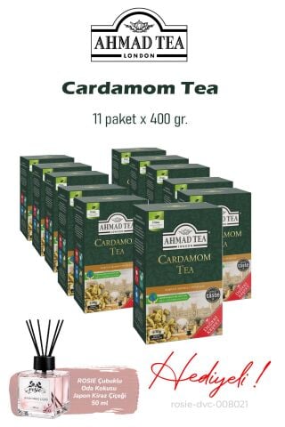 11 Paket Ahmad Tea Cardamom Dökme Çay 400 gr. ve ROSIE koku