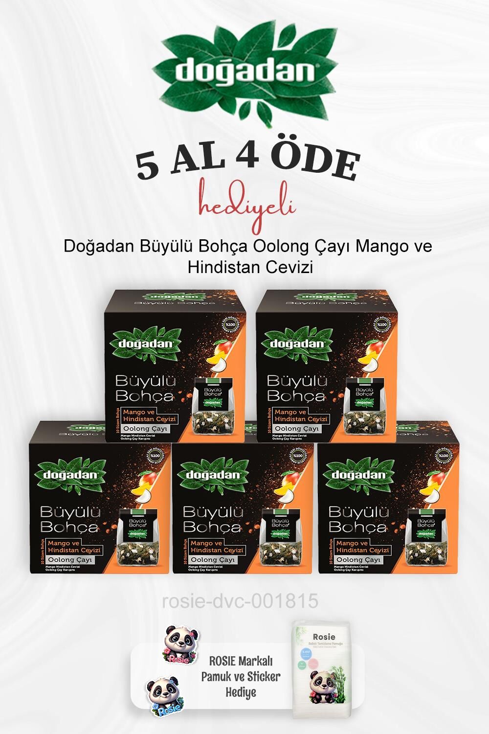 Doğadan Büyülü Bohça Oolong Çayı Mango ve Hindistan Cevizi 5 Al 4 Öde ve Rosie Pamuk