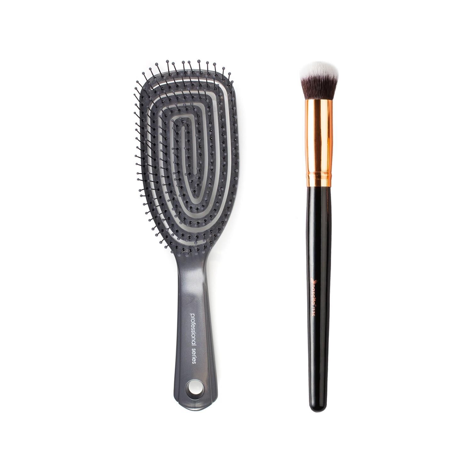 Nascita Üç Boyutlu Saç Fırçası Koyu Gri ve Oval Yapılı Kapatıcı Fırçası