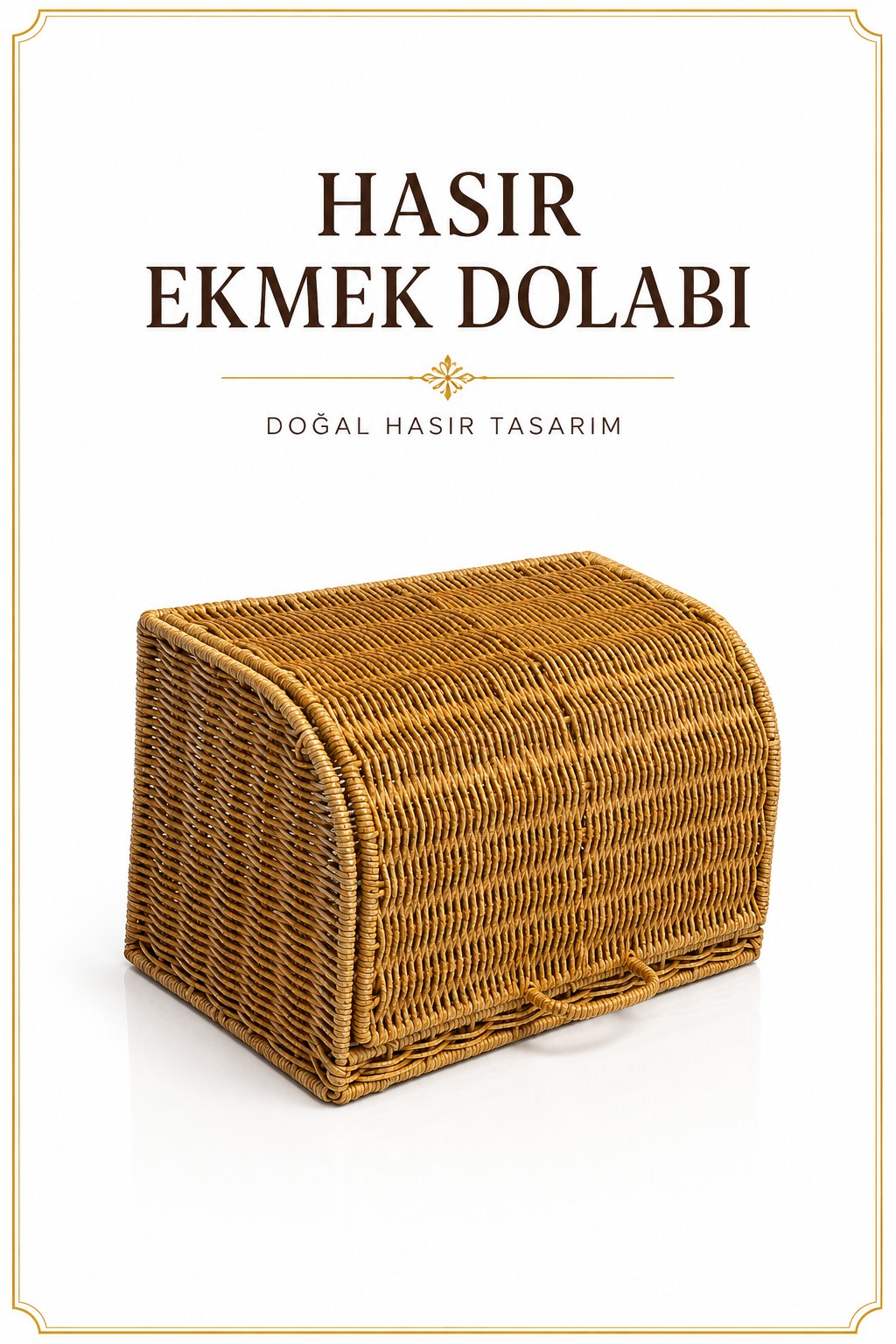 Ekmek Dolabı Kapaklı, Hasır Detaylı 35 cm