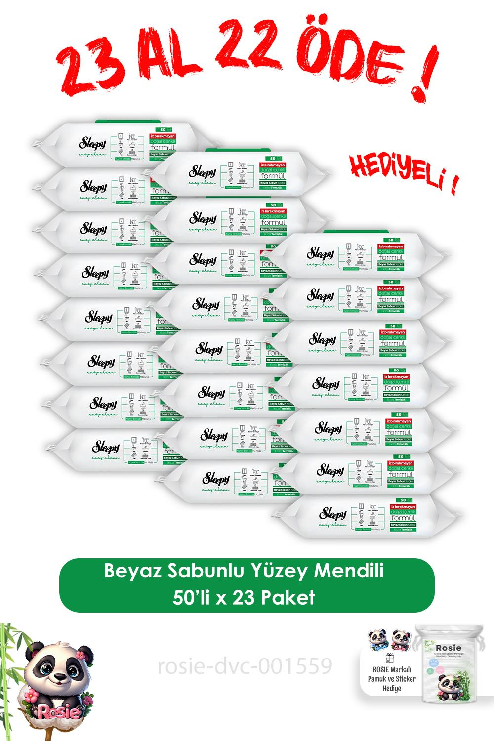 Sleepy 23 AL 22 ÖDE Easy Clean Yüzey Temizlik Havlusu 50' li, ve ROSIE