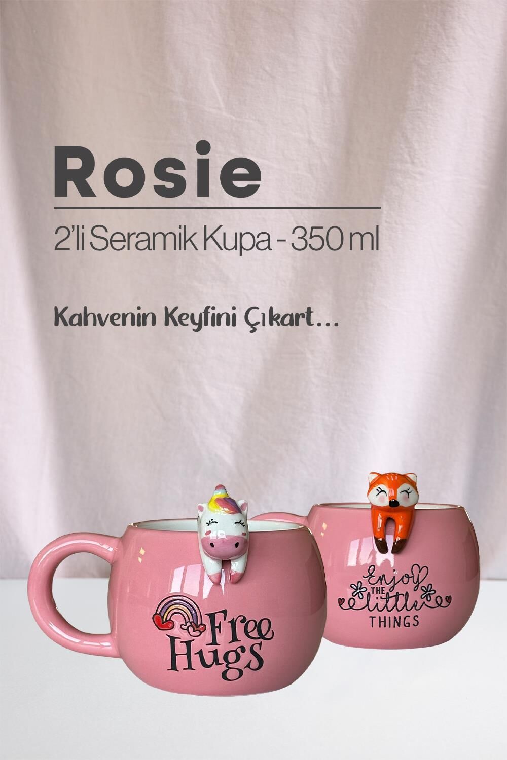 Unicorn ve Tilki Seramik Kupa 350 ml