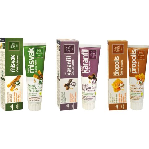 Eyüp Sabri Tuncer Doğal Misvak, Propolis ve Karanfil Özlü Diş Macunu Seti 3' lü