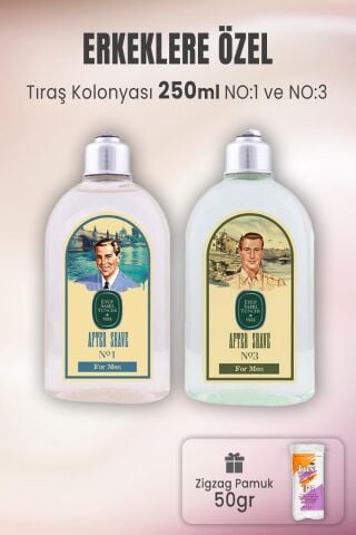 Eyüp Sabri Tuncer Tıraş Kolonyası No 1, No 3 ve Zigzag Pamuk 50 gr