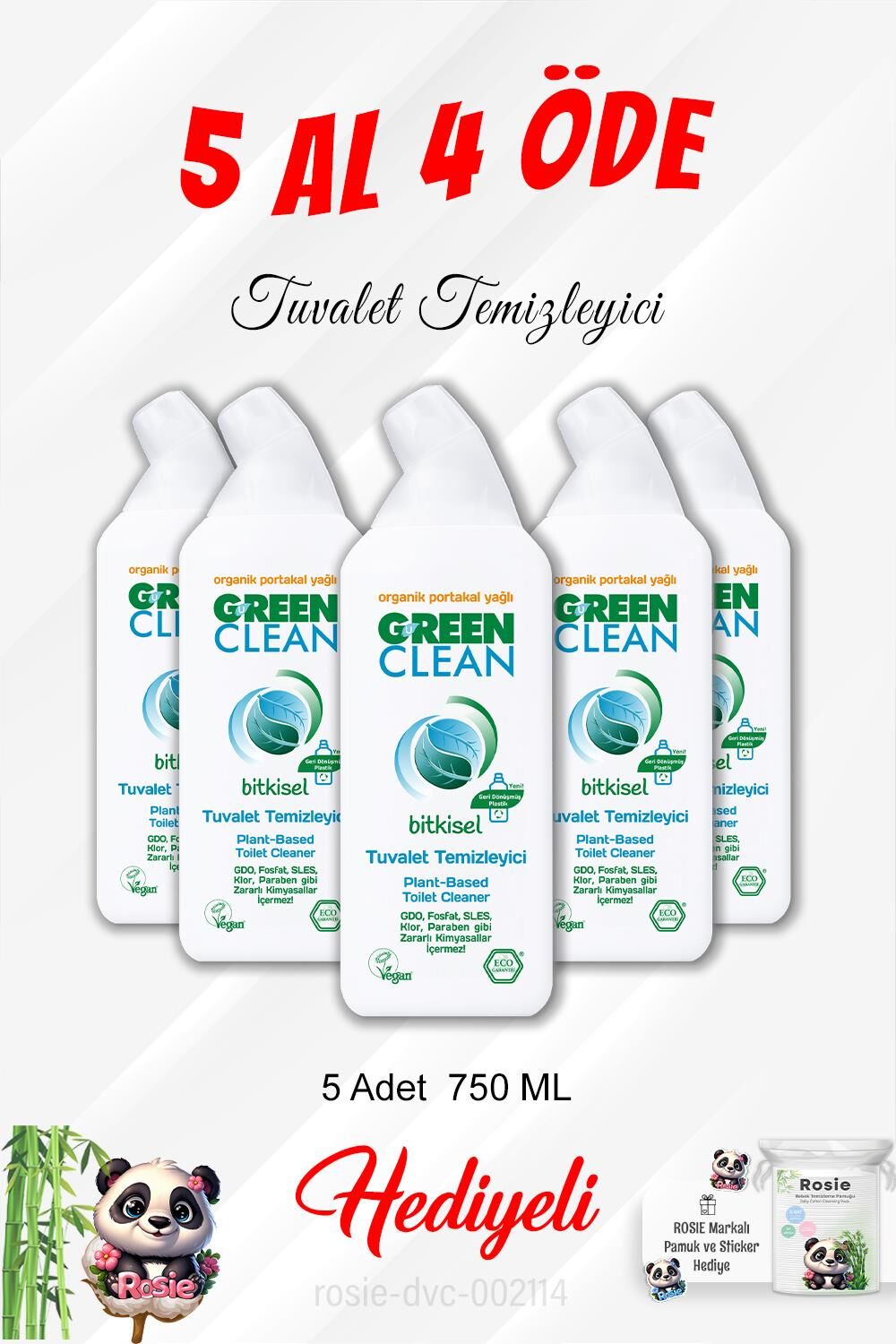 5 Al 4 Öde 750 ML Tuvalet Temizleyici ve Rosie Pamuk