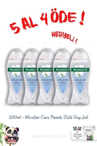 Micellar Care Pamuk Özlü Duş Jeli 500 Ml 5 Al 4 Öde ve Rosie Hediye