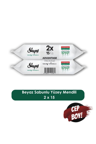 Sleepy 2 Adet Beyaz Sabunlu Yüzey Temizlik Havlusu 50' li, Easy Clean 2x15 ve ROSIE