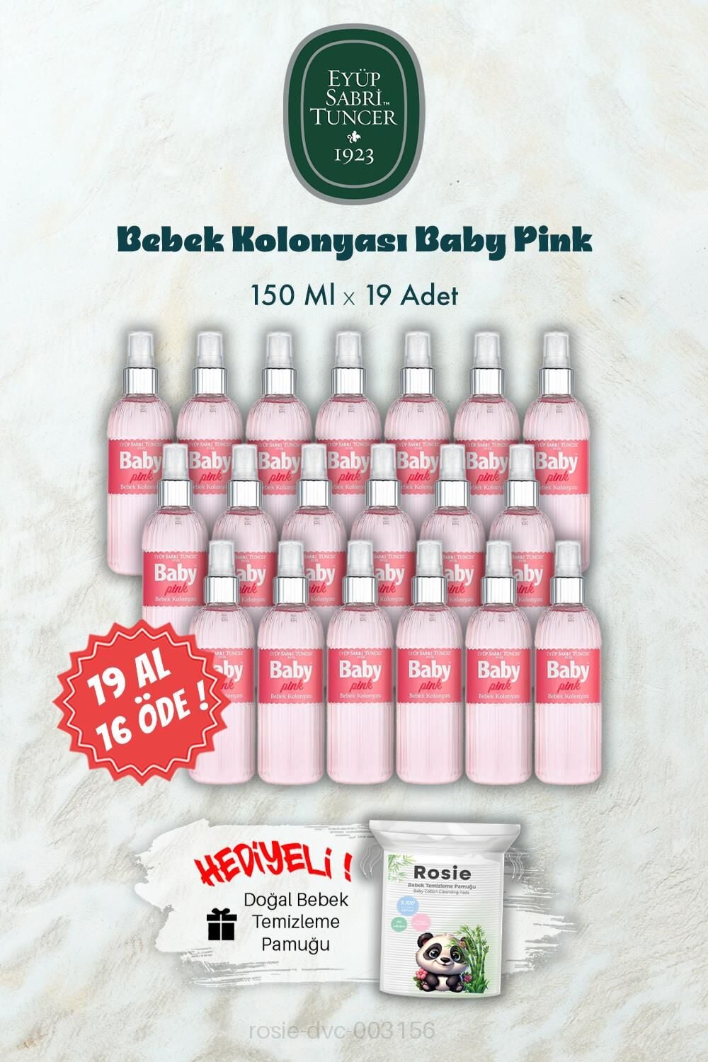Baby Pınk Bebek Kolonyası 19 AL 16 ÖDE 150 ML ve ROSIE Hediye