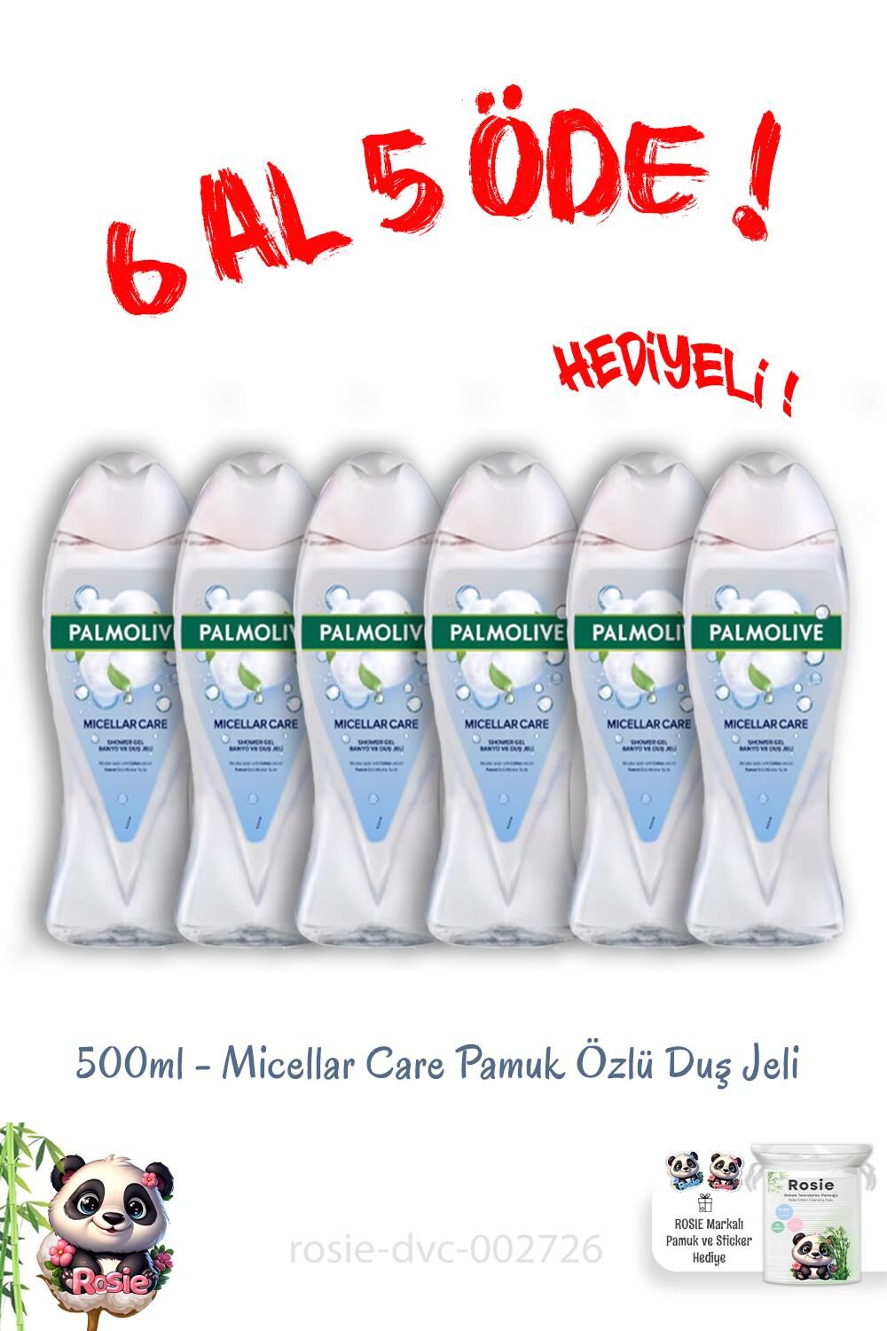 6 Al 5 Öde  500 Ml Micellar Care Pamuk Özlü Duş Jeli ve Rosie Hediye