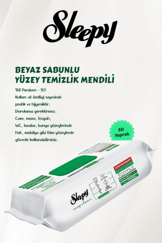 Sleepy  Çamaşır Sulu 100' lü, Beyaz Sabunlu 50'li Yüzey Temizlik Havlusu,  Easy Clean 2x15 ve ROSIE
