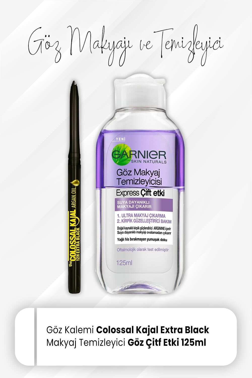 Maybelline Colossal Kajal Göz Kalemi 12H Extra Black ve Express Göz Makyaj Temizleyici 125 ml