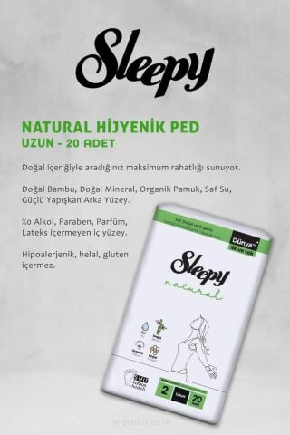 7 AL 6 ÖDE Sleepy Natural Hijyenik Ped Uzun 20 Adet ve Günlük Ped Uzun 32 Adet