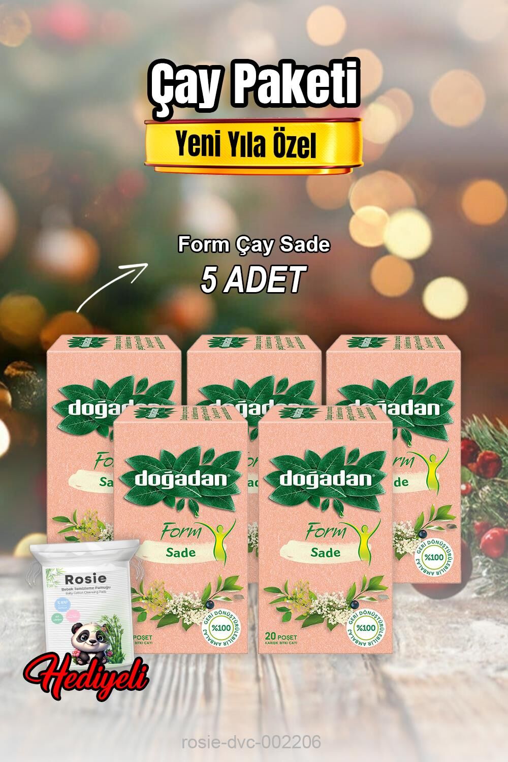 Doğadan Form Çay Sade 20'li X 5 ve Rosıe Pamuk
