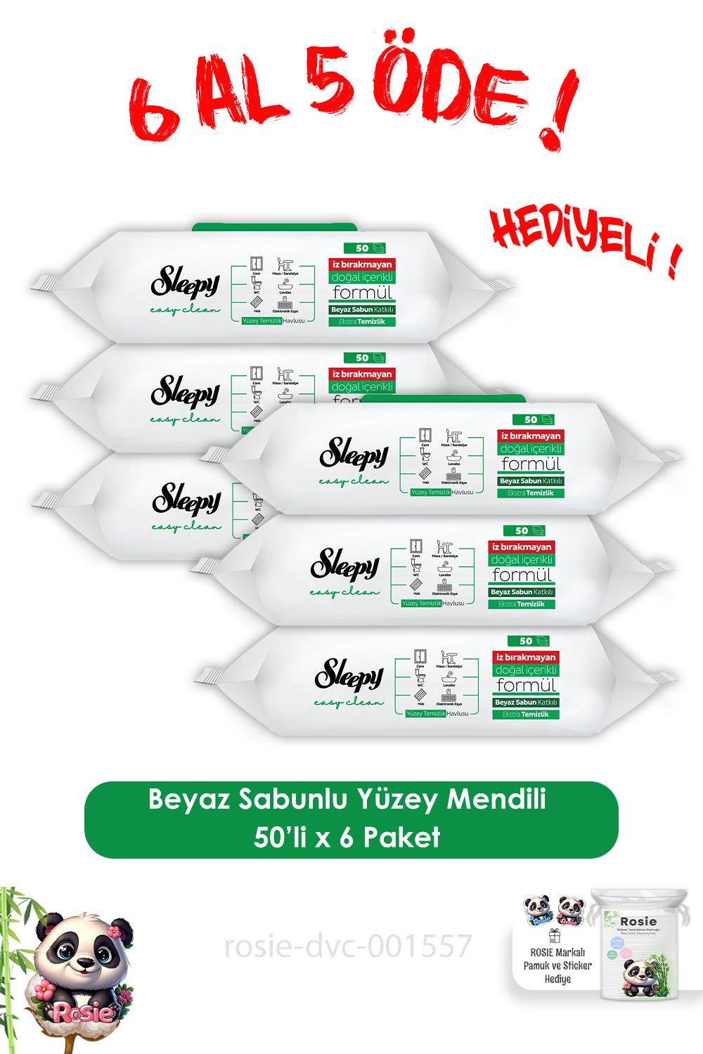 Sleepy 6 AL 5 ÖDE Easy Clean Yüzey Temizlik Havlusu 50' li ve  ROSIE