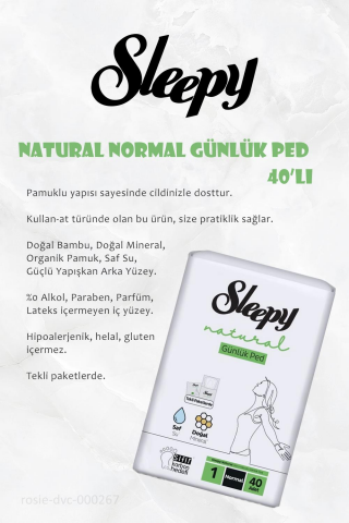 Sleepy 14 AL 12 ÖDE Natural Ultra Hassas Günlük Ped Normal 40 Adet ve ROSIE