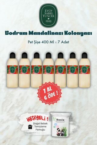 400 ML Bodrum Mandalinası Kolonyası 7 AL 6 ÖDE ve ROSIE Hediye