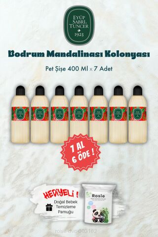 400 ML Bodrum Mandalinası Kolonyası 7 AL 6 ÖDE ve ROSIE Hediye