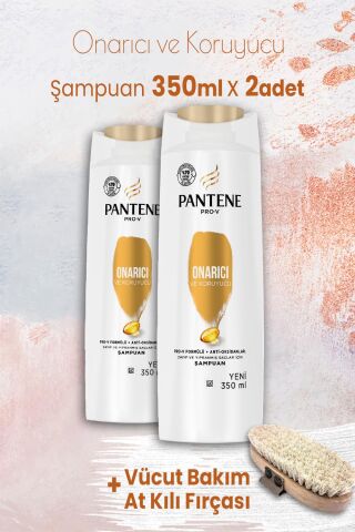 Pantene Şampuan Pro-V Onarıcı 350 ml x 2 Adet ve Vücut Bakım At Kılı Fırçası