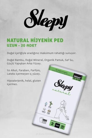 Sleepy Natural Hijyenik Ped Uzun 20 Adet 11 AL 10 ÖDE ve Günlük Ped Uzun 32 Adet