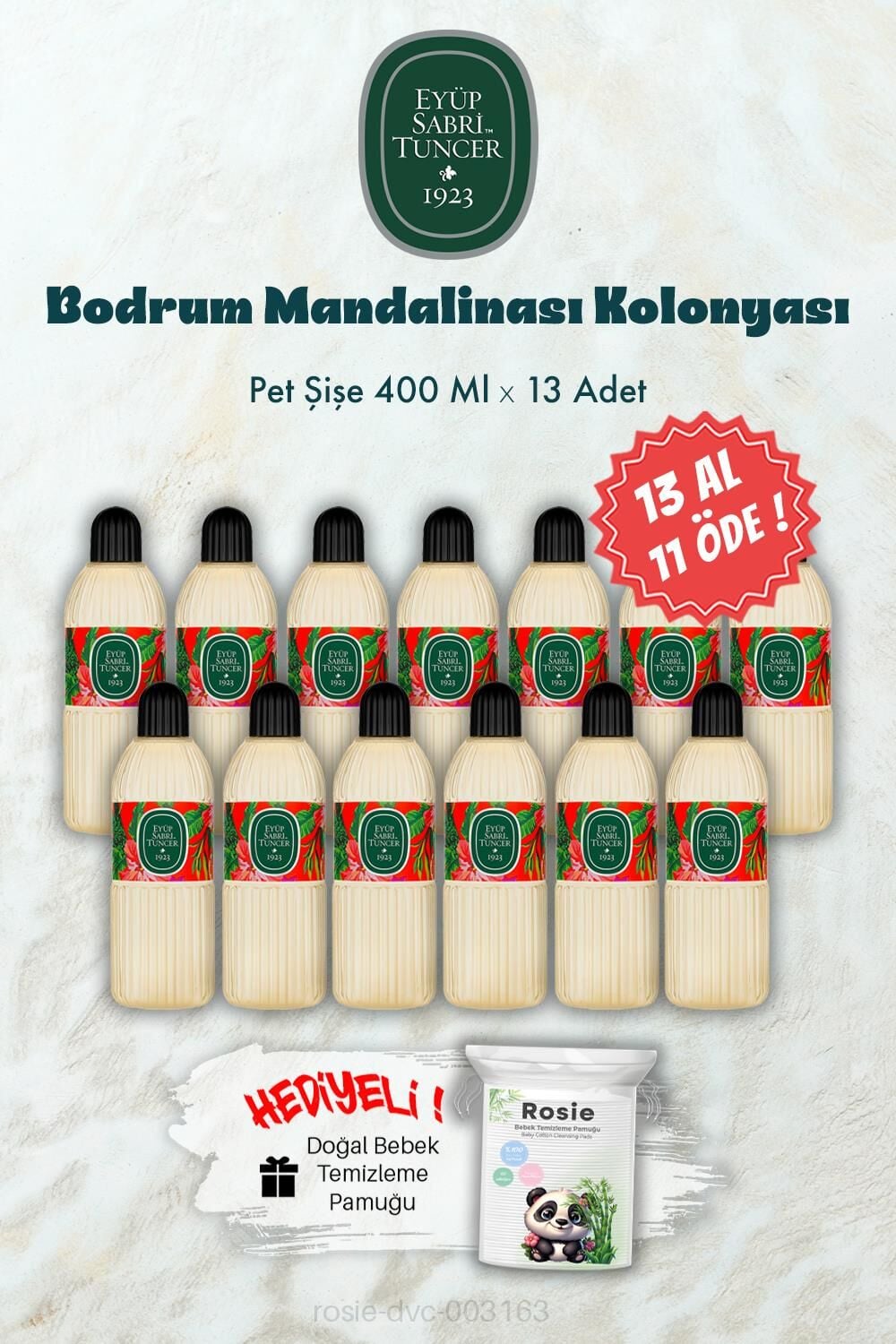 400 ML 13 AL 11 ÖDE Bodrum Mandalinası Kolonyası ve ROSIE Hediye
