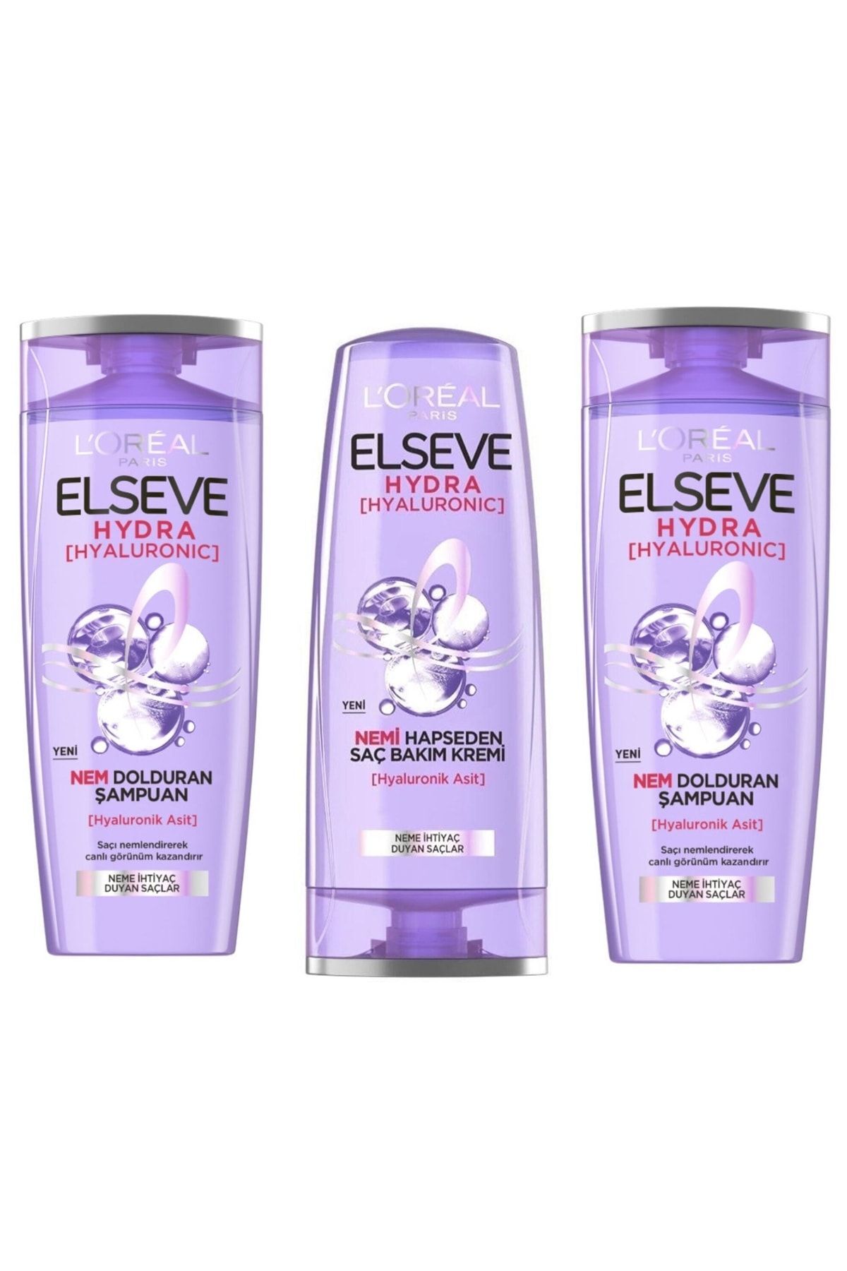 Elseve Hydra [hyaluronic] Saç Bakım Kremi 390 Ml 1 Adet+ Hydra Şampuan 390 Ml 2 Adet
