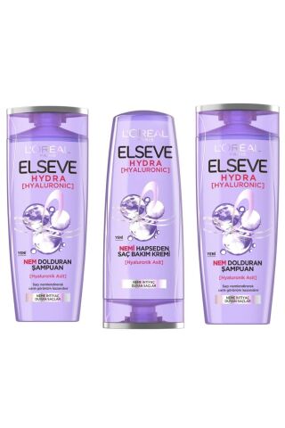 Elseve Hydra [hyaluronic] Saç Bakım Kremi 390 Ml 1 Adet+ Hydra Şampuan 390 Ml 2 Adet